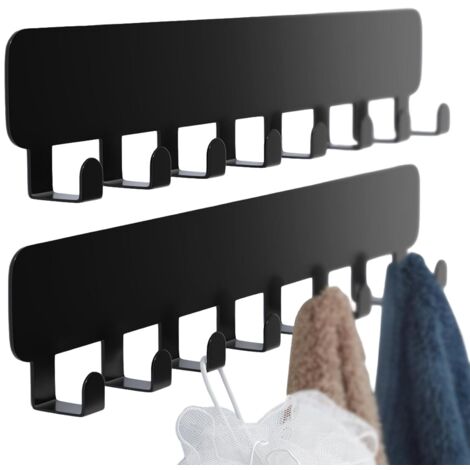 Crochets à clés muraux, porte-clés adhésif sans perçage à coller au mur, Noir 2 Pack (1/5)