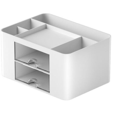 Organiseur de bureau avec 2 tiroirs, porte-stylos multifonctionnel pour le bureau, organisateurs de bureau et rangement avec 5 compartiments, organisateur de bureau pour le bureau (1/5)