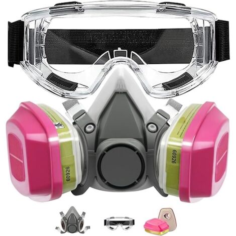 Masque de Protection Respiratoire avec Filtres et Lunettes, Masque Anti Poussiere Réutilisable, Masque a Gaz Chimique pour Peinture, Vapeurs Organiques, Soudage, Polissage, Spruzzatura e Altri Lavori (1/5)