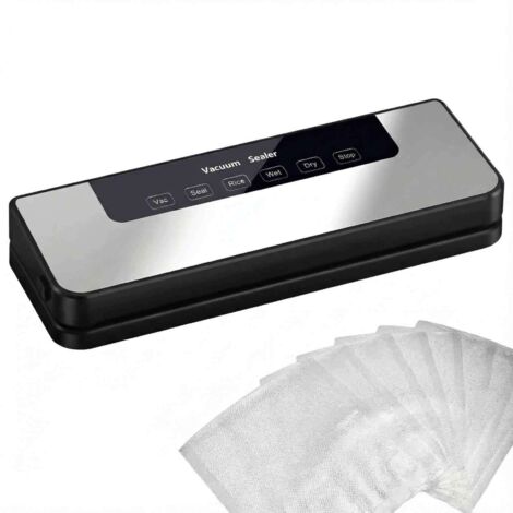 Machine à emballer sous vide, 6 en 1, avec affichage numérique LED, compte à rebours, programme de soudage, mode de scellage, riz, humide, sec pour tout type d'aliment,contient 50 sachets (1/5)