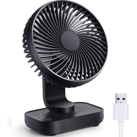 Ventilateur Rechargeable USB, 4000mAh Batterie Petit de Bureau Puissant, 4 Vitesses, Mini Portable Détachable - Pour Maison, Chambre, Bureau, Extérieur (1/5)
