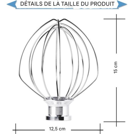 Fouet Métallique 6 Fils Pour KitchenAid - Remplacement K45WW Compatible Modèles K45 KSM150 Et Plus