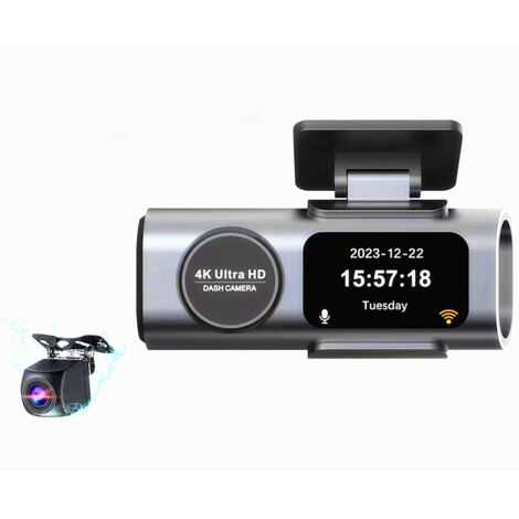 Caméra Embarquée WiFi Avant Arrière 4K+1080P,Dashcam avec Carte SD 64 G, Contrôle par Application,Vision Nocturne, Capteur G, Enregistrement en Boucle, WDR (1/5)