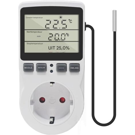 Prise Regulateur de Température Numérique Chauffage Refroidissement avec Minuteur Sonde (Prise UE) (1/5)