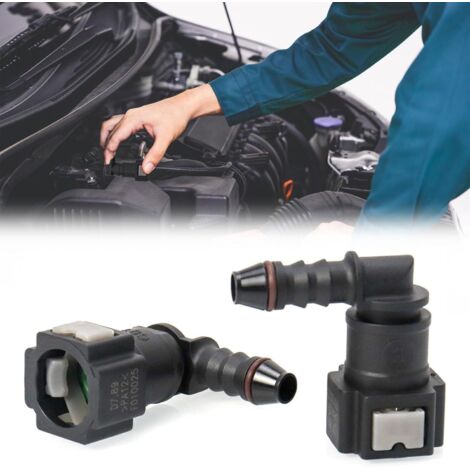 Lot de 2 Connecteur de Tuyau de Carburant de Voiture, Raccord durite essence, connecteur rapide à 90 degrés, plastique 7.89mm Connecteur ID6 (1/5)