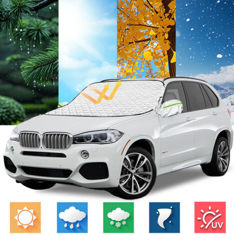Couverture Pare Brise Voiture, Bâche Pare Brise Hiver Protection Pliable, Universel Couverture Pare Brise avec Magnétiques Anti Givre et Neige, UV, Poussière (1/5)