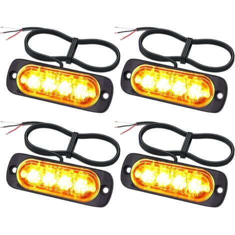 Feux de pénétration LED 12/24V – Gyrophare orange étanche IPX-4 – 18 modes clignotement – Pour véhicules d'urgence et chariots à fourche