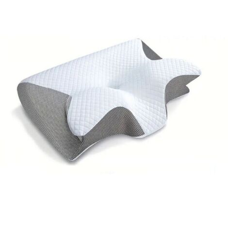 Oreiller Ergonomique Cervical, 2 en 1 Oreiller à Mémoire de Forme pour la Nuque, Coussin pour Dormir sur Le Côté et sur Le Dos, 62x37x12cm, Gris (1/5)