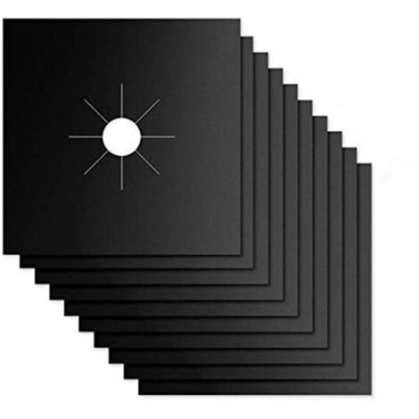 10 Pièces Protection Plaque Cuisson Gaz Réutilisable Couvre, à Anti Chaleur Tapis Cuisinière Antifouling Nettoyer Housse, Pour Divers De Cuisinières à Gaz (27x27cm, Noir) (1/5)