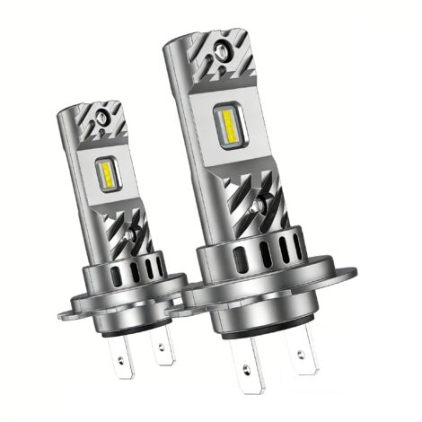 H7 LED Ampoules améliorées, 1:1 Mini Design 6500K Cool White Light, 22000LM 500% Ultra Bright, 60000+ heures de durée de vie, Pas d'adaptateur nécessaire, Lot de 2, no ventilateur (1/5)