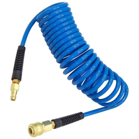 Tuyau à air comprimé PU 5 m de long 6 mm ID x 11 mm AD avec raccords rapides 1/4", Limiteur de flexion, Bleu (1/5)