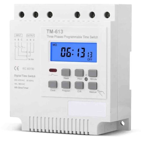 Minuteur programmable 380V – Commutateur pour moteur triphasé 350V-420VAC – Puissance 4 kW – 17 paramètres d’activation/désactivation (1/5)