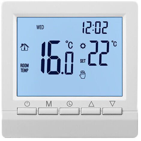 Thermostat mural intelligent avec écran LCD pour chauffage au sol-Rétroéclairage bleu-éclairage blanc (1/3)
