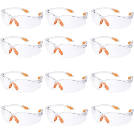 Lot de 12 Lunette de Sécurité Lunettes de Protection Travail avec Lentilles Transparentes Anti-Buée Lunette Protection pour Jardin Laboratoire Chimie (1/5)