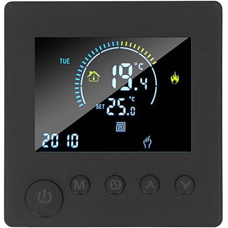 Thermostat connecté WiFi, chauffage électrique au sol 16 A avec sonde, thermostat d'ambiance programmable, chauffage électrique au sol 90 V-240 V AC (noir)