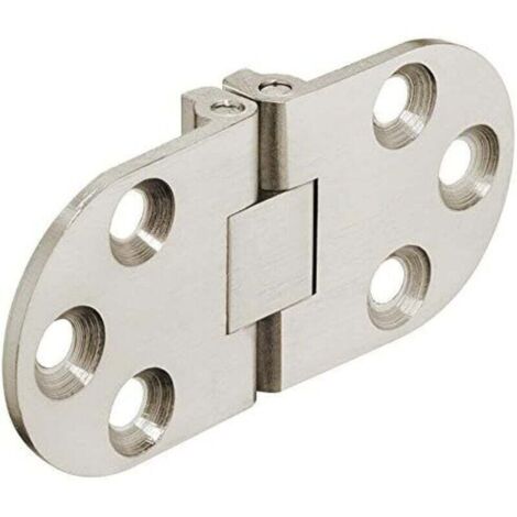 Charnières De Table Pliante - Pour Tables De Cuisine, Machines À Coudre, Mobilier De Bureau, Plateaux De Table Pliante - Charnière Invisible Plate En Métal En Acier Nickelé Mat - 30x65mm - 1 Pièce (1/5)