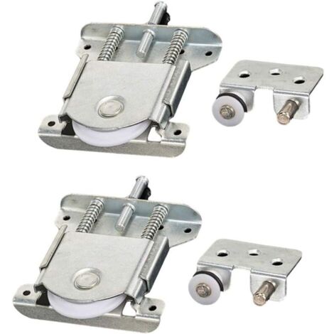 Lot de 2 pièces coulissantes pour porte de garde-robe, roues, roues, roues, rouleaux, guides avec tampon amortisseur, capacité de charge 20 kg (1/5)