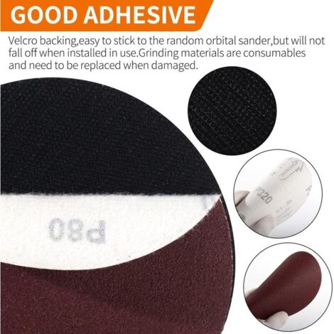 Kit 50 Disques Abrasifs 125mm + Plateau - Grains 40/60/80/120/240 - Pour Ponçage Et Polissage