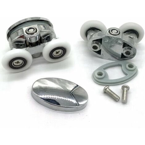 Lot De 2 Roulettes Plastique Gris Pour Porte De Douche – Patins De Guidage Bas De Porte