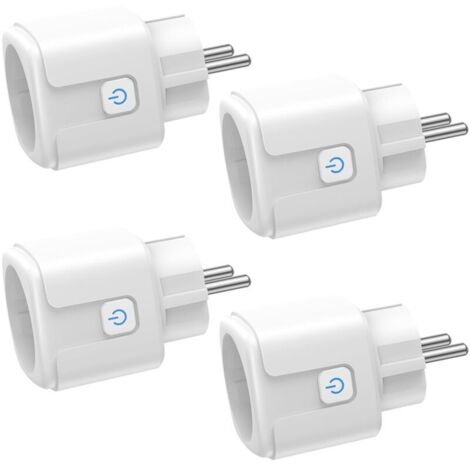 Prise Connectée WiFi, 4 Pièces Prise Intelligente 16A 3680W, Prise WiFi avec Mesure de Consommation Électrique, Contrôle à Distance, Commande Vocale, Compatible avec Alexa & Google - pour la France