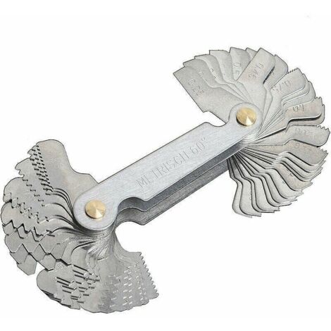 Peigne Filetage, Jauge Filetage métrique 58 Lames Set vis Pas de Fil jauge de Coupe système de Pouce métrique jauge,argent, une pièce (1/4)