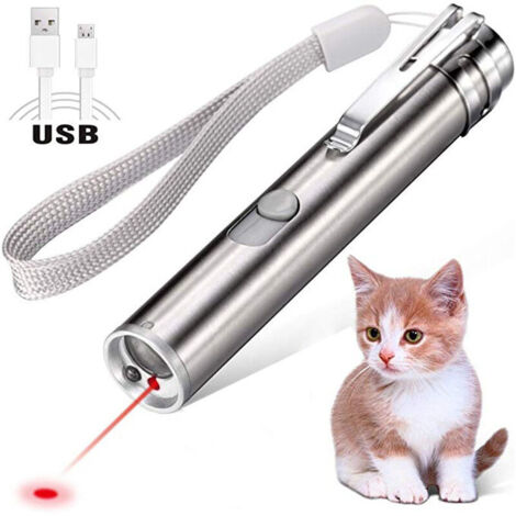 Jouet pointeur laser rechargeable pour chat, pointeur laser rouge à 3 modes, outil d'entraînement lumineux interactif avec chargement USB pour l'exercice du chat et du chien (1/4)