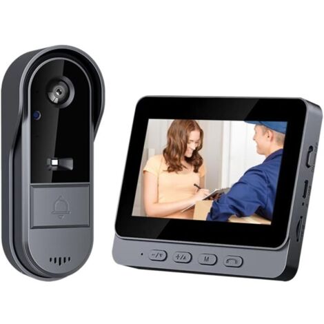 Sonnette Caméra sans Fil HD Vision Nocturne Interphone Grand Angle Vidéo Visiophone lP65 étanche Sonnette Vidéo sans Fil avec Ecran 4,3P Batterie Grande Capacite Surveillance Haute Endurance Doorbell