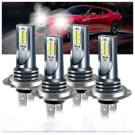 Ampoules de phares à LED H7 feux de route et feux de croisement 220w 60000lm super lumineuses 6000k blanc 4pcs