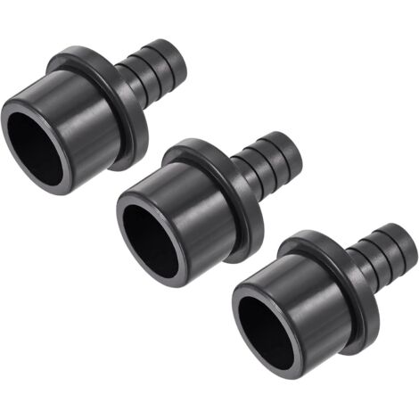 Lot de 3 raccords de tuyau en PVC cannelé 16 mm x 32 mm OD robinet droit adaptateur de tuyau raccord rapide, noir