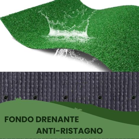 Baroni Home Rouleau de Gazon Synthétique Vert Naturel 2x10 mt épaisseur 7mm, Gazon en PE, Fond Drainant en PP, Haute Densité de Fils/m², Résistant et Sûr pour les Animaux, pour Jardins, Piscines
