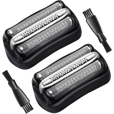 2 Pièces Tête de Rechange pour Rasoir Électrique Braun Series 3 Grille et Tete de Rasage Rasoir Braun Serie 3 32B Lames de Rechange avec Brosse Compatible avec Braun S3 3040S 3000S 3050CC