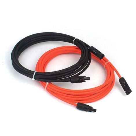 Connecteur et raccord de panneau solaire – 2 câbles d'extension photovoltaïques 1m – IP67 étanche – 6,0 mm² 14 AWG noir et rouge - 14awg (1/4)