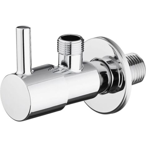 Bouchon pivotant avec poignée, robinet d'angle pour cuisine et salle de bains (1/2" 3/8"), chromé (1/5)