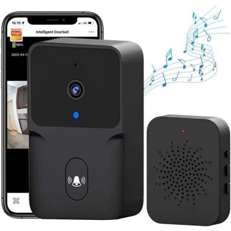 Sonnette sans Fil avec Camera, Sonnette sans Fil Exterieur, Support des appels vidéo, Talk - Talk Variable, Capture d'image, Vision Nocturne(Noir) -ANPVIZ (1/4)