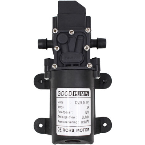Pompe haute pression 12V 6A 72W – Débit 6L/min – Pression max 7.0 kg – Résistante à la corrosion et aux vibrations