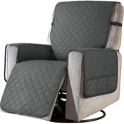 Housse de fauteuil inclinable matelassée – Protection antidérapante pour animaux – 1 place – 100% polyester – Lavable à la main – Gris foncé (1/5)