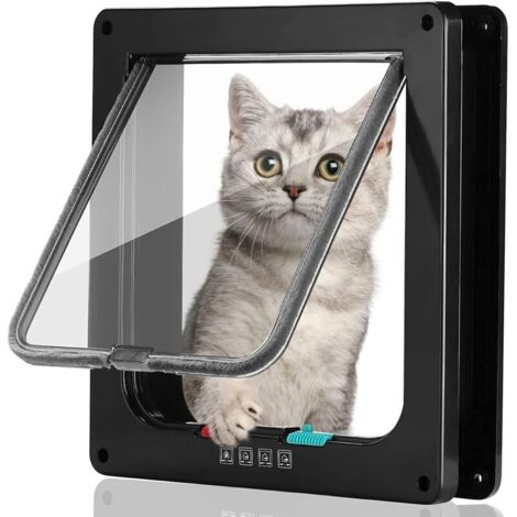 Grande chatière, chatière verrouillable à 4 voies pour intérieur et extérieur, chatière compatible avec les chats adultes et les petits chiens – (L) (1/5)