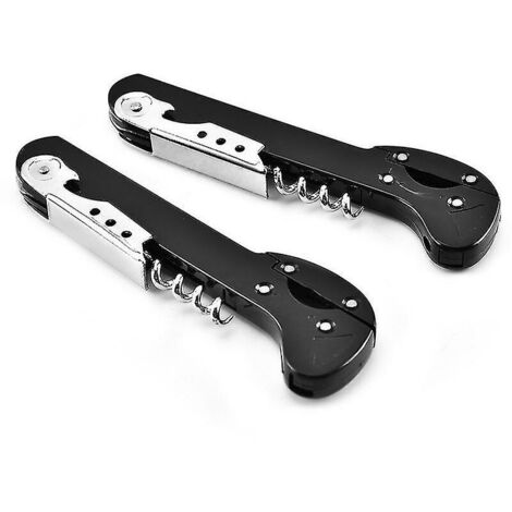 Ouvre-bouteille avec coupe-capsule Waiters Friend Tire-bouchon Tool2pcs (Noir) (1/5)