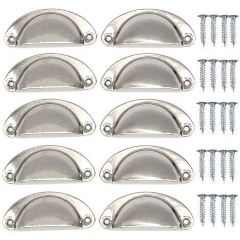 Poignée Bouton de Porte Décoration Rétro pour Meuble Tiroir Poignée de Coquille Vintage pour Tiroir Armoire Meuble Cuisine Fer Incurvé Bouton de Porte de Placard Retro Pour Armoire(10PCS,D)