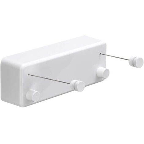 Corde à linge rétractable 4,2m – Support aluminium – Double corde réglable en acier inoxydable – Fixation murale – Capacité 20kg (1/5)
