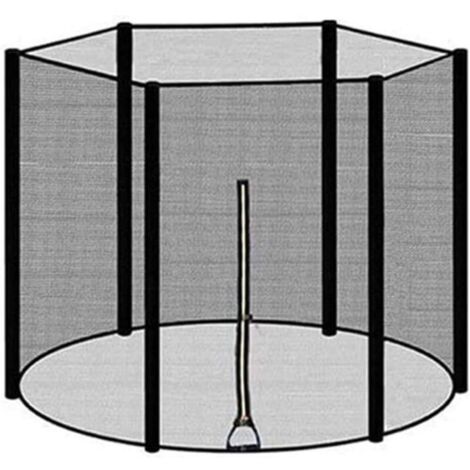 Filet de protection pour trampoline 8 pieds – Hauteur 163 cm – Nylon 120 g/m² – 6 poteaux – Installation facile avec fermetures éclair