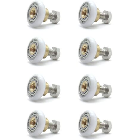 Rouleaux de douche 8 pièces – Rouleaux de porte coulissante 19 mm – Installation rapide avec vis fournies – Glissement fluide et silencieux (1/5)