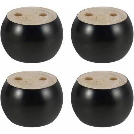 Lot de 4 pieds de meubles en bois d'eucalyptus 5cm – Forme ronde – Installation facile avec vis et tampon – Pour canapés et armoires (1/5)