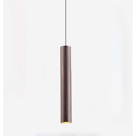 Lampe suspension LED nordique 30cm – Aluminium brossé – Long tube minimaliste pour salle à manger et cuisine – Ampoule blanc chaud - Coffe-Gold-30cm (1/4)