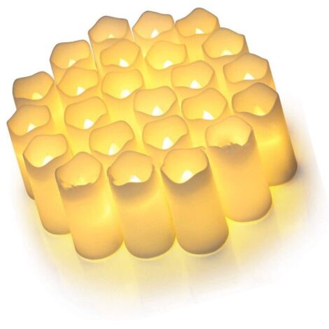 24 Pièces Bougies LED électriques sans Flamme Vacillante électrique Fausse Bougie en Plastique Composants électroniques Ensemble de Lumière de thé