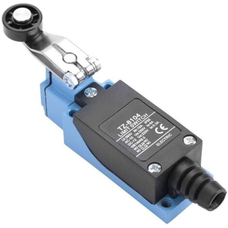 Interrupteur de fin de course TZ-8104 AC 250 V 6 A DC 220 V 0,3 A 1NO + 1NF, interrupteur de fin de course momentané SPDT, étanche, réarmement automatique, levier à galet rotatif, bras à galet réglabl (1/5)