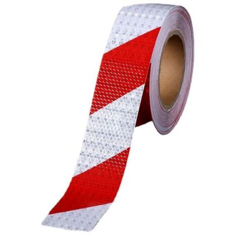 Promotion Ruban de Signalisation Rouge et Blanc Bande Reflechissante Autocollante Avertissement De La Circulation Nuit De Autocollant Reflechissant Voiture Marquage Sol,5cm x 25m-- (1/5)