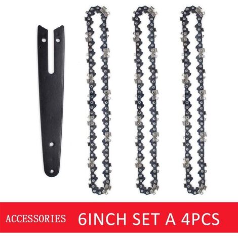 Jeu de 3 chaînes de 6 pouces pour mini scie électrique – Guides en acier au manganèse – Rivets traités thermiquement pour durabilité (1/5)
