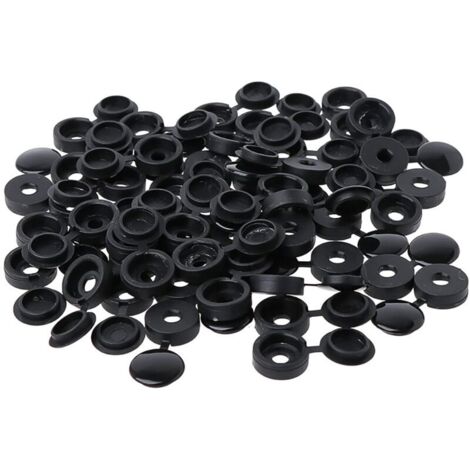 Lot de 100 cache-vis en plastique noir – Couvercles décoratifs pour vis jusqu'à 5 mm – Protection contre poussière et humidité (1/5)