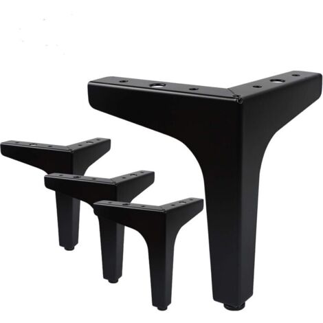 Lot de 4 Pieds de Meubles Charge Jusqu'à 600 KG,Pied de Table Modernes en Métal en Forme de Triangle,Pied Meuble épingle pour Placard,Canapé,avec 4 Protège Pieds,Noir(15cm) (1/5)